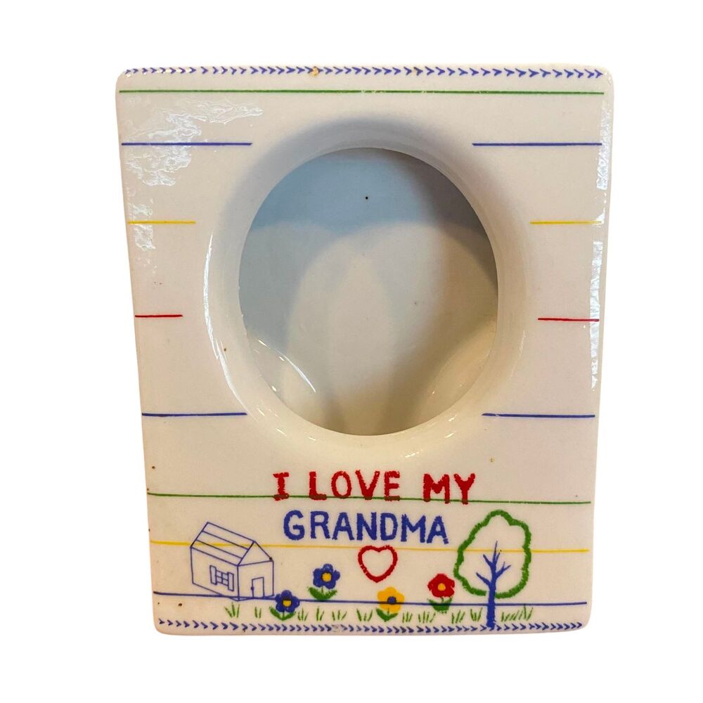 " I Love My Grandpa " Ceramic Photo Frame Display Vintage